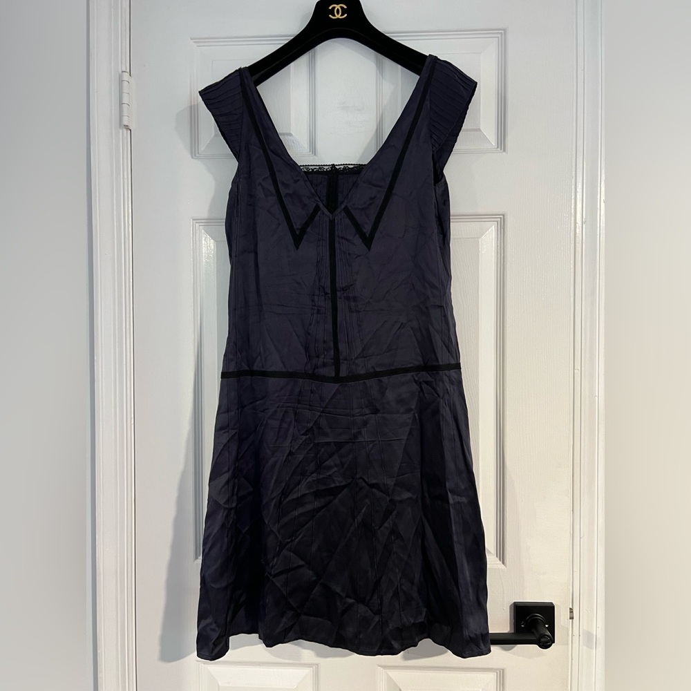 ZARA vintage Y2K low waist midi slip dress with black lace & crochet 100% silk M - Picture 5 of 8